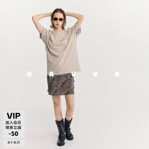 HAVVA宽松落肩刺绣流苏T恤