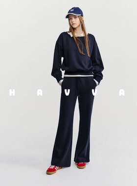HAVVA不费力穿搭圆领卫衣卫裤两件套女舒适休闲套装2026春Z3-5491