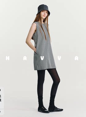 HAVVA慵懒风经典格纹无袖连衣裙宽松显瘦女短裙2026夏季Q3-35790