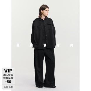 5411 舒适棉润质感上衣2026夏W3 HAVVA设计感衬衫 外套宽松女士开衫