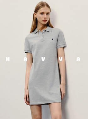 HAVVAPolo领短袖连衣裙女短款宽松显瘦通勤穿搭裙子2025夏Q3-2285