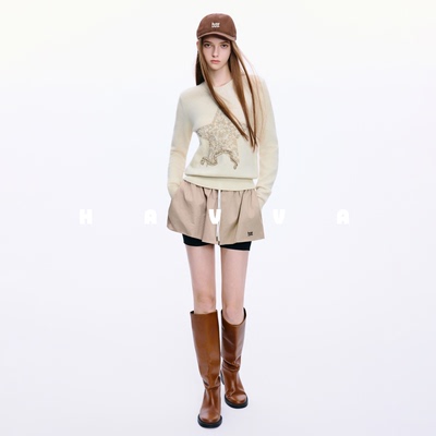 HAVVA好穿易打理绒感毛衣软糯内搭女士针织衫上衣2026春季M3-4360