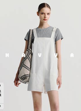 HAVVA圆领短袖T恤+阔腿背带短裤两件套女士套装2026夏季Z3-2030