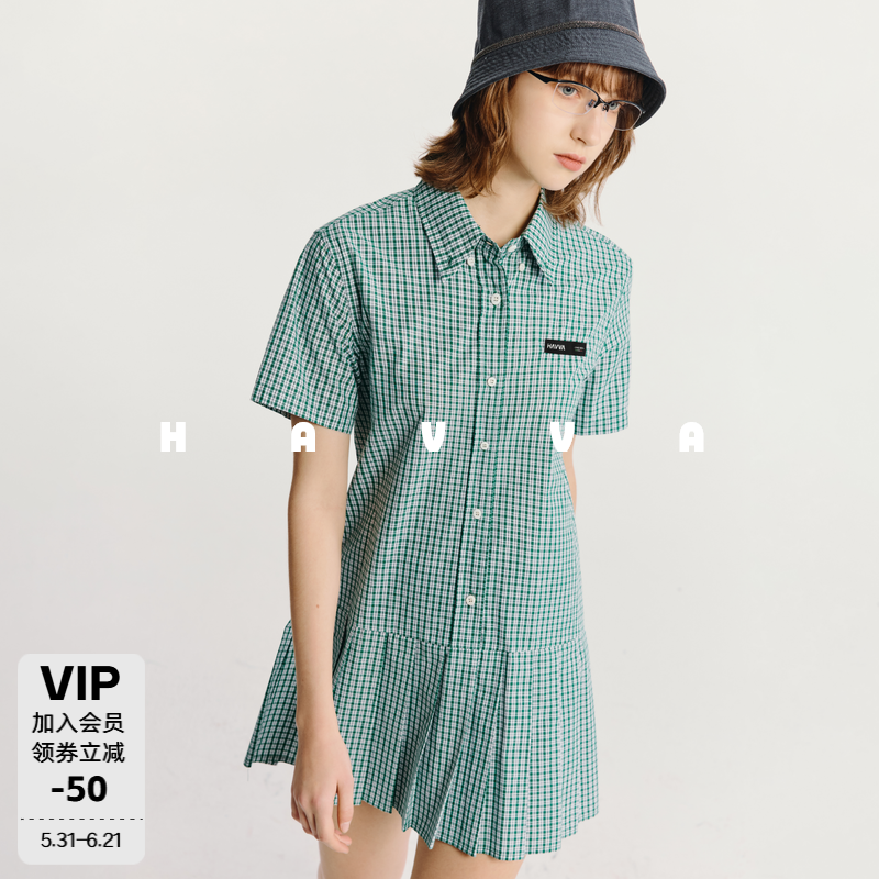 HAVVA女士短袖百褶连衣裙