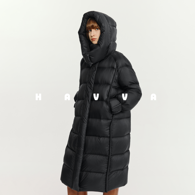 HAVVA一件过冬高充绒量加厚羽绒服中长款连帽外套2025冬季Y3-2638
