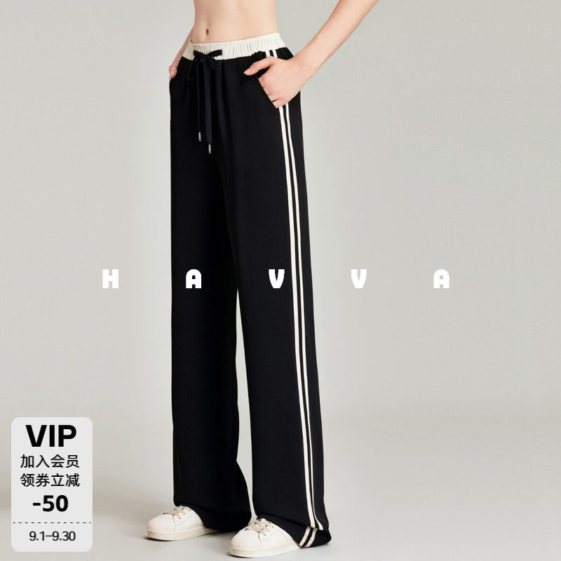 HAVVA拼色系带运动休闲裤图片