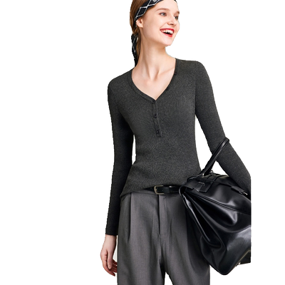 针织毛衫HAVVAv领修身薄款