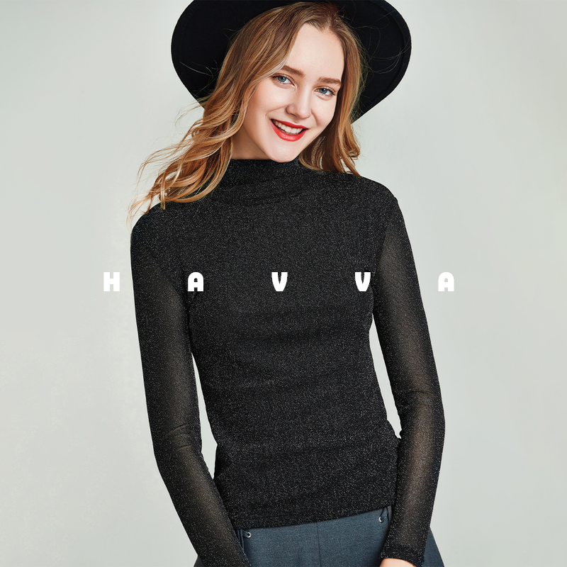 亮丝半高领打底衫高弹修身内搭