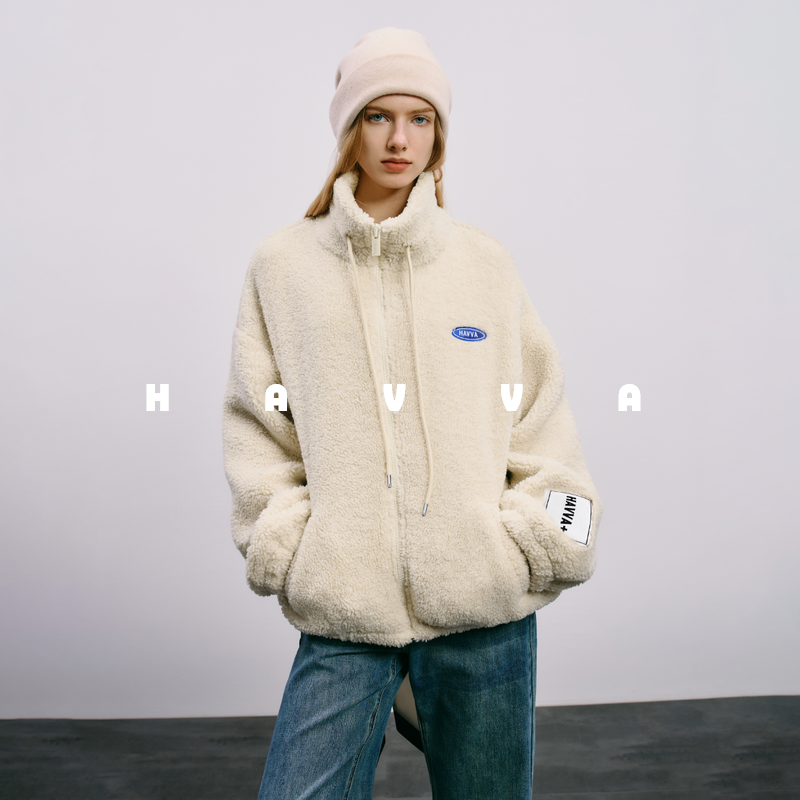 短款冬季羊羔仿生外套宽松加厚