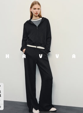 HAVVA连帽卫衣外套+开叉裤脚休闲裤两件套女士套装2026秋Z3-33470