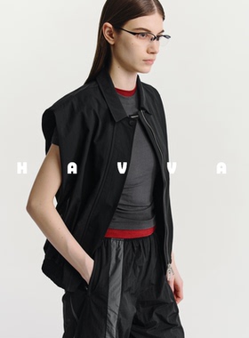 HAVVA工装风无袖翻领马夹宽松舒适易搭女士马甲上衣2026春J3-5475