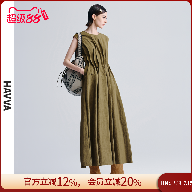 HAVVA法式衬衫连衣裙女宽松显瘦通勤小众设计感裙子2025夏Q3-3687