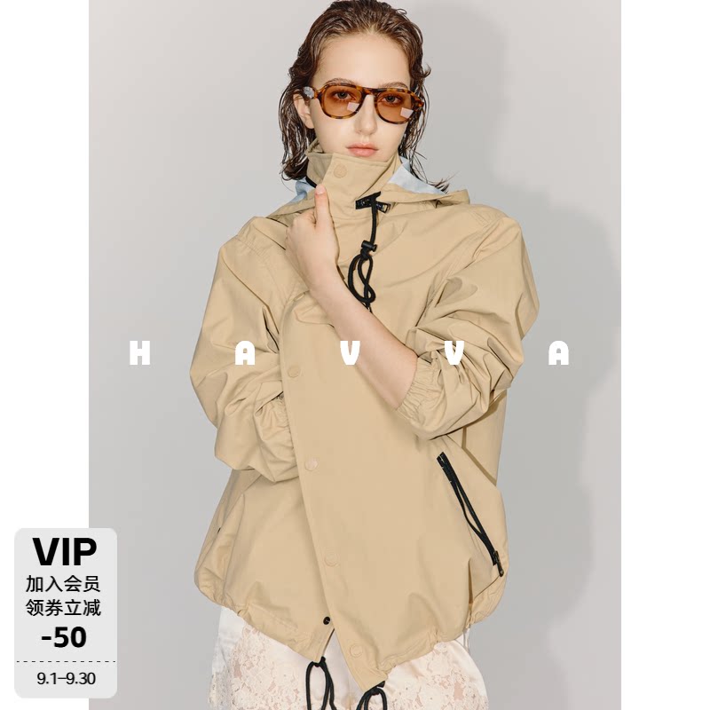 HAVVA可拆卸帽子连帽风衣实用主义美学宽松外套2026秋季F3-4220图片