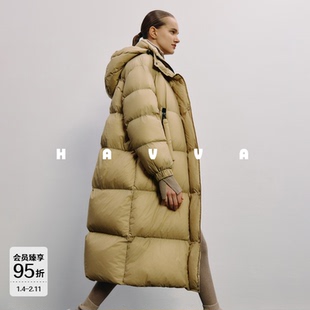 HAVVA强推中长款高充绒量加厚羽绒服连帽女士外套2025冬季Y3-2536