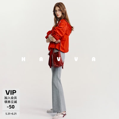HAVVA女士松紧腰休闲喇叭裤