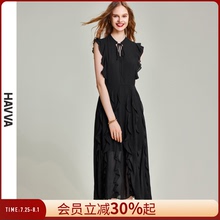 HAVVA时髦连衣裙女舒适显瘦通勤日常小众气质长裙2025夏季Q73380