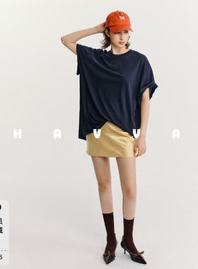 HAVVA松弛boxy大版T超宽松Oversize女士T恤连衣裙2026夏季T3-7024