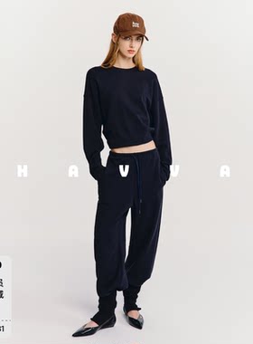 圆领卫衣+松紧腰休闲裤两件套