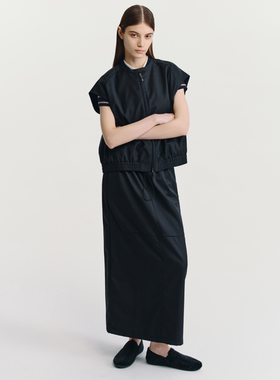 HAVVA松紧腰抽绳长款半身裙遮肉显瘦女士直筒裙2026春季S3-5474