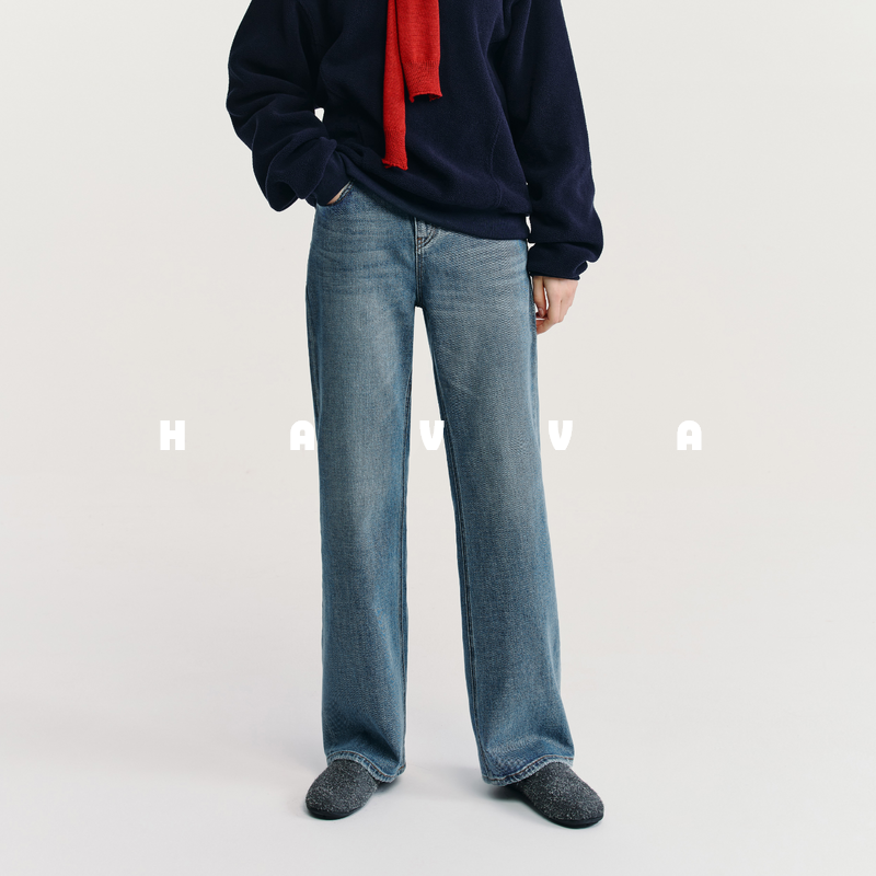 HAVVA窄版阔腿直筒牛仔裤视觉显瘦显腿长女士裤装2026春KN3-5692,女装/女士精品,牛仔裤,淘宝优惠券,粉丝福利购,淘宝优惠卷