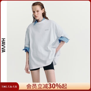 上衣法式 慵懶風2025春夏T33322 T恤女ins潮半袖 HAVVAoversize短袖