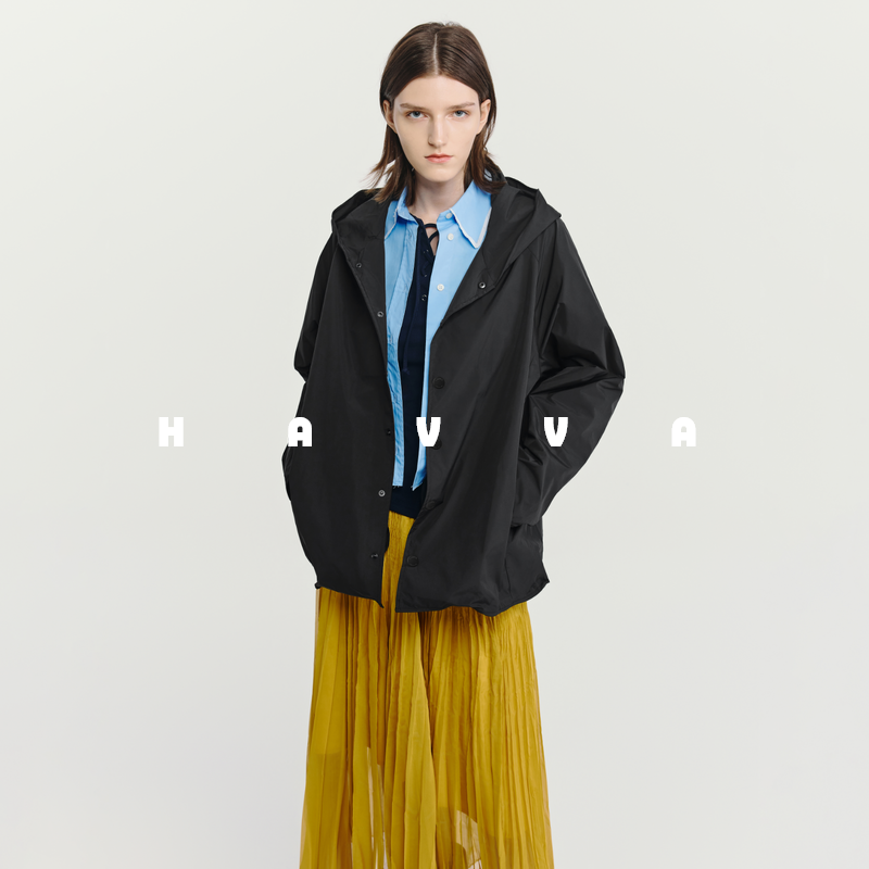 HAVVA经典好搭慵懒感连帽外套通勤穿搭女士上衣2026年春季W3-4763