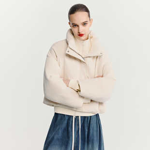 HAVVA短款宽松高领羽绒服简约舒适质感女士外套2025年冬季Y3-2498