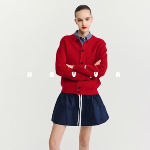 HAVVA【红运好运新年系列】针织开衫可叠穿女士上衣2025秋L3-2747