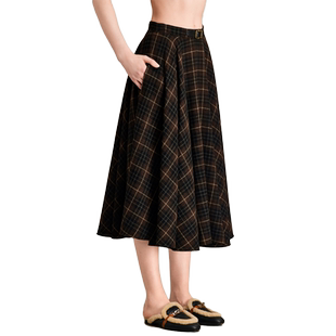 HAVVA经典格纹A字半身裙中长款高腰显瘦女士裙子2026春季S96921