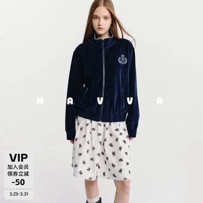 HAVVA立领拉链收腰下摆短外套质感细腻女士上衣2026春季W3-4945