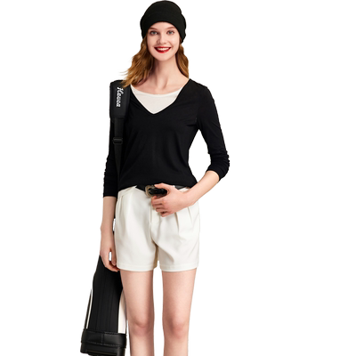 HAVVA时尚百搭简约体恤长袖t恤