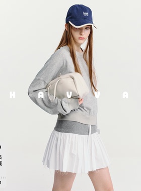 HAVVA好穿搭圆领卫衣女短款显瘦宽松内搭长袖上衣2026春季V3-5250
