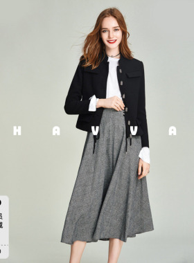 HAVVA重工扣子立领短款外套收腰挺括有型女士西服2026春季W39850
