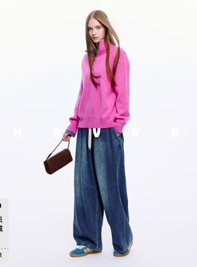 HAVVA减龄精选舒适好穿毛衣落肩袖女士针织衫上衣2025秋冬M3-0400