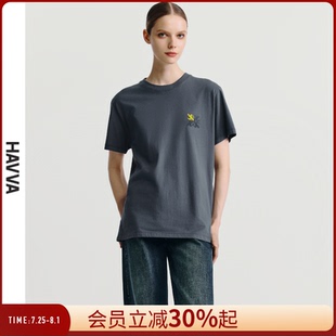 上衣ins潮通勤裝 1197 T恤女短款 HAVVA正肩修身 半袖 短袖 2025夏季