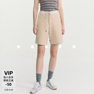 短裤 2026春夏KD3 女五分裤 装 6327 舒适裤 HAVVA半松紧系带直筒卫裤