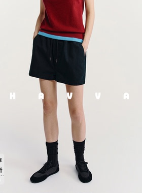 HAVVA宽松舒适阔腿牛仔短裤松紧腰显瘦女士裤装2026夏季KD3-6005