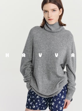HAVVA高领慵懒风宽松毛衣舒适好穿保暖女针织衫2025年秋冬M3-4814