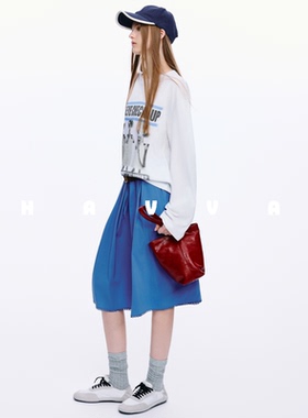 HAVVA宽松圆领落肩袖T恤舒适棉润质感女士上衣2026春季T3-3988