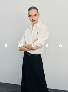 HAVVA舒适棉润质感宽松长袖衬衫高级感女士上衣2026春季C3-08540