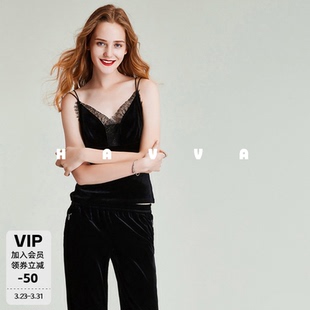 HAVVA蕾丝花边丝绒背心吊带女士修身 D31833 显瘦打底内搭2026夏季