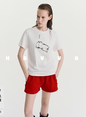 HAVVA精梳长绒棉高级感圆领短袖T恤宽松ins女上衣2026夏季T3-0246