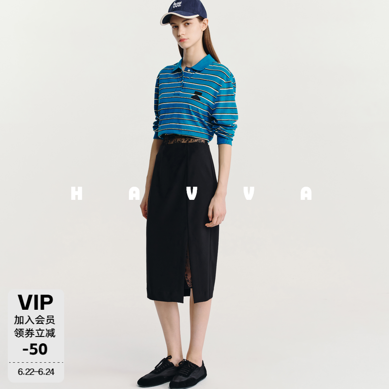 HAVVA女士蕾丝腰头半身裙