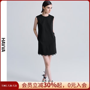 背心連衣裙直筒寬松女士裙子2025夏Q3 3536 短款 HAVVA圓領(lǐng)無袖