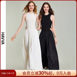 HAVVA無袖 Q2567 a字連衣裙女顯瘦通勤日常氣質背心裙長裙2025夏季