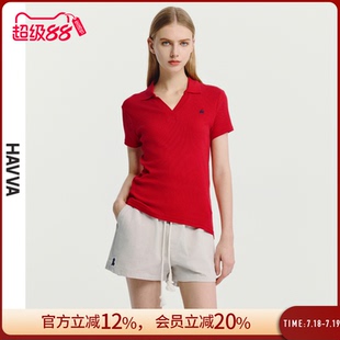 上衣2025夏T3 HAVVA短袖 弹力质感女士半袖 Polo衫 0205 T恤正肩修身