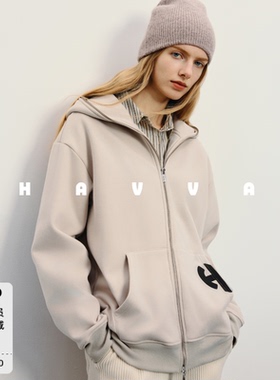 HAVVA双头拉链头连帽卫衣外套舒适保暖女士上衣2026春季W3-19050
