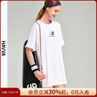 2279 T恤連衣裙女寬松顯瘦通勤舒適裙子2025夏季 HAVVA圓領短袖