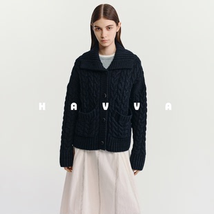 HAVVA加厚毛衣开衫外套舒适好穿保暖女士针织衫2025秋冬季L87111
