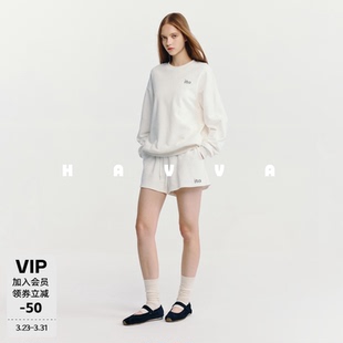 2026春Z3 两件套女士套装 5485 松紧腰阔腿短裤 HAVVA宽松圆领卫衣